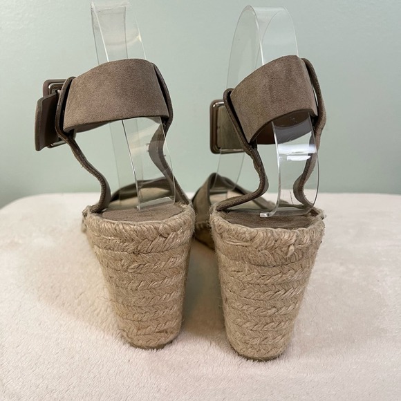 Vince Women's Brown Suede Crisscross Adjustable Strap Wedge Espadrilles Size 10 - Picture 7 of 9